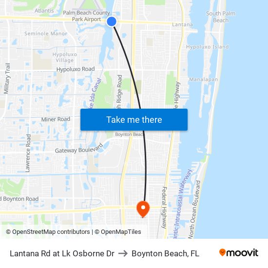 Lantana Rd at Lk Osborne Dr to Boynton Beach, FL map