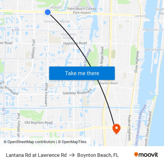 Lantana Rd at Lawrence Rd to Boynton Beach, FL map