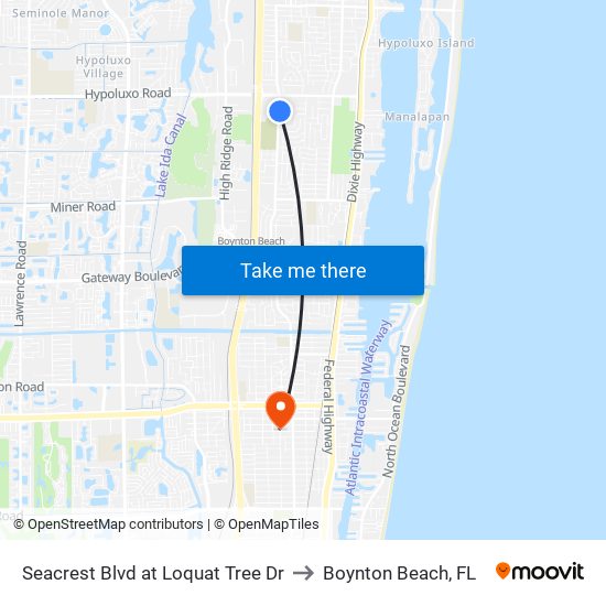 Seacrest Blvd at Loquat Tree Dr to Boynton Beach, FL map