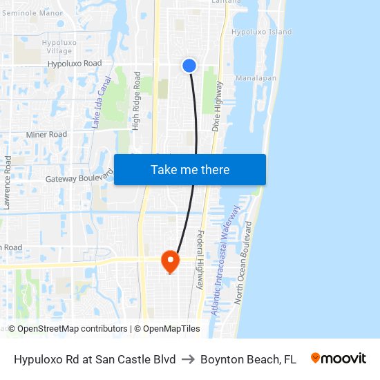 Hypuloxo Rd at San Castle Blvd to Boynton Beach, FL map