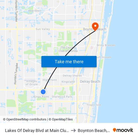 LAKES OF DELRAY BLVD at MAIN CLUB H to Boynton Beach, FL map