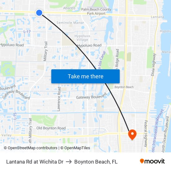 LANTANA RD at  WICHITA DR to Boynton Beach, FL map