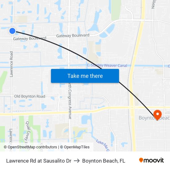 Lawrence Rd at  Sausalito Dr to Boynton Beach, FL map