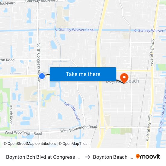 Boynton Bch Blvd at  Congress Ave to Boynton Beach, FL map