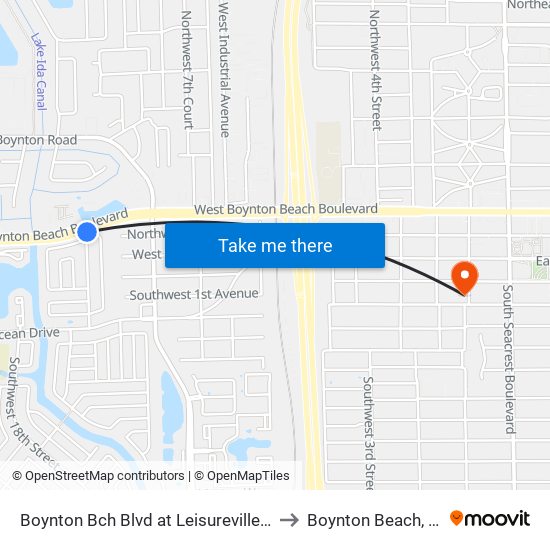 Boynton Bch Blvd at  Leisureville Bl to Boynton Beach, FL map