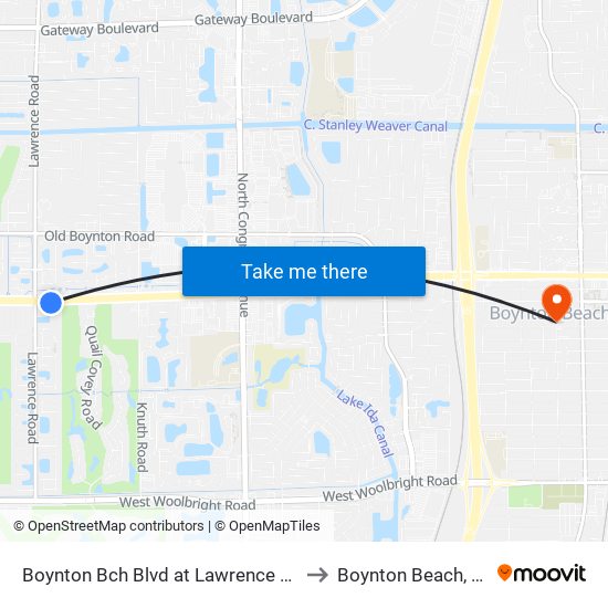 Boynton Bch Blvd at Lawrence Rd to Boynton Beach, FL map