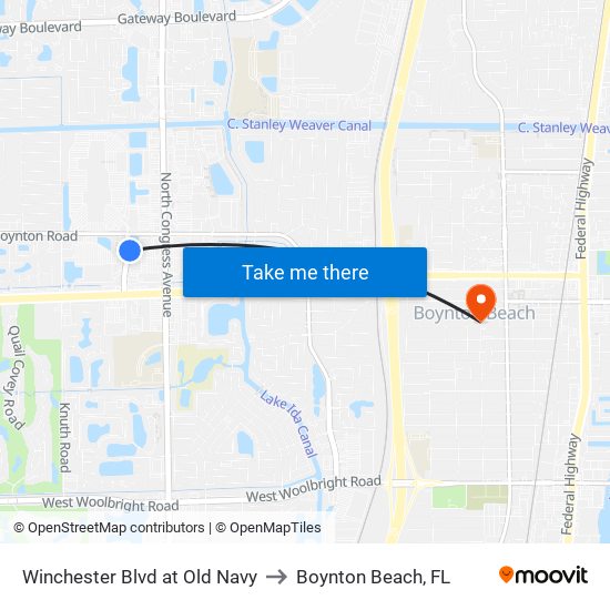 WINCHESTER BLVD at OLD NAVY to Boynton Beach, FL map