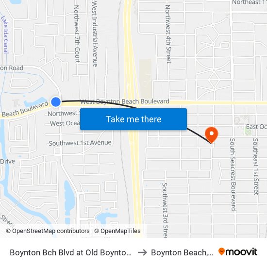 Boynton Bch Blvd at Old Boynton Rd to Boynton Beach, FL map