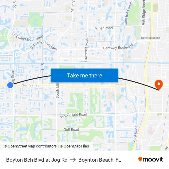 Boyton Bch Blvd at Jog Rd to Boynton Beach, FL map