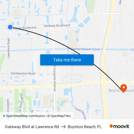 Gateway Blvd at  Lawrence Rd to Boynton Beach, FL map