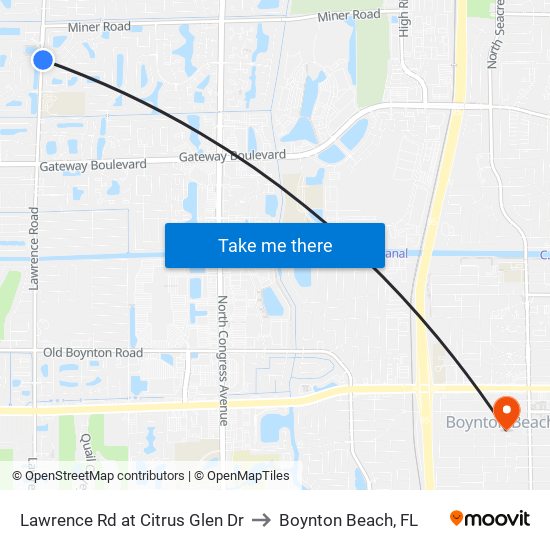 Lawrence Rd at  Citrus Glen Dr to Boynton Beach, FL map
