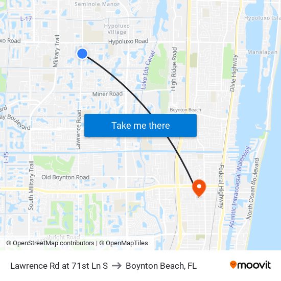 Lawrence Rd at  71st Ln S to Boynton Beach, FL map