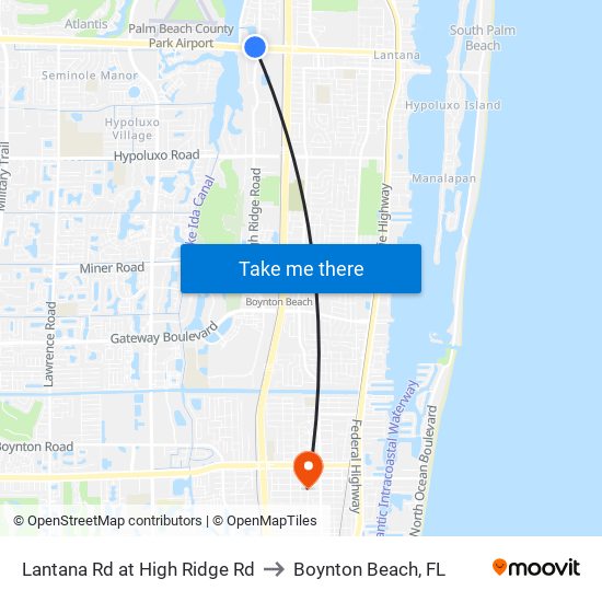 Lantana Rd at  High Ridge Rd to Boynton Beach, FL map