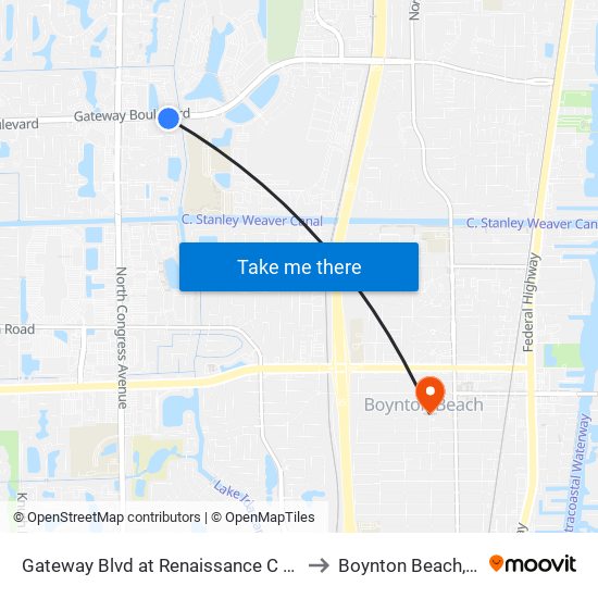 GATEWAY BLVD at RENAISSANCE C BLVD to Boynton Beach, FL map