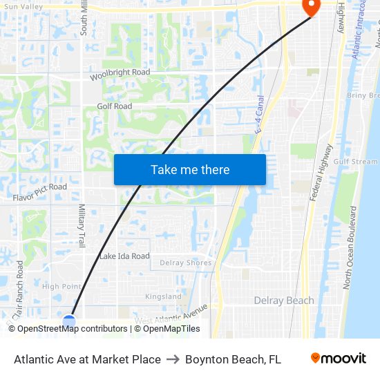 ATLANTIC AVE at MARKET PLACE to Boynton Beach, FL map