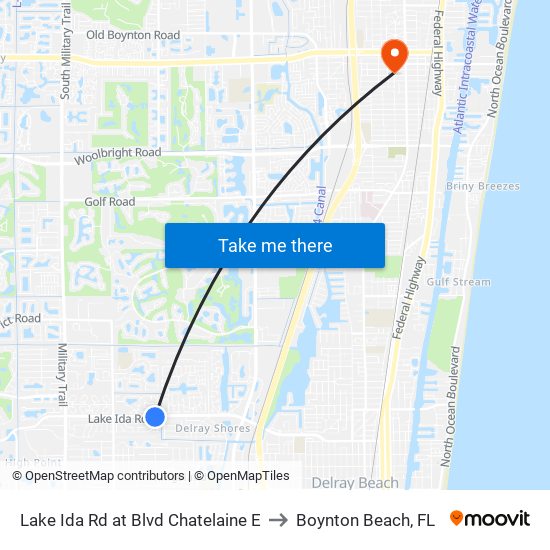 Lake Ida Rd at  Blvd Chatelaine E to Boynton Beach, FL map