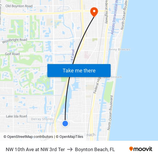 NW 10TH AVE at  NW 3RD TER to Boynton Beach, FL map