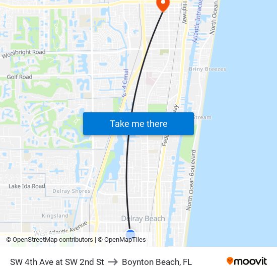 SW 4TH AVE at SW 2ND ST to Boynton Beach, FL map