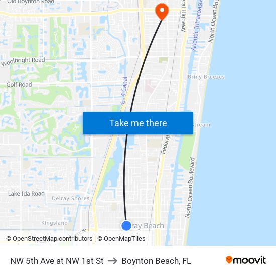 NW 5TH AVE at  NW 1ST ST to Boynton Beach, FL map