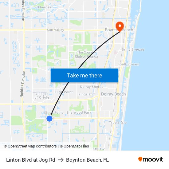 Linton Blvd at Jog Rd to Boynton Beach, FL map