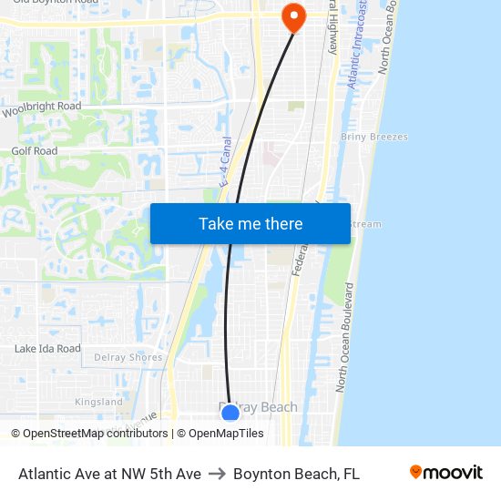 Atlantic Ave at NW 5th Ave to Boynton Beach, FL map