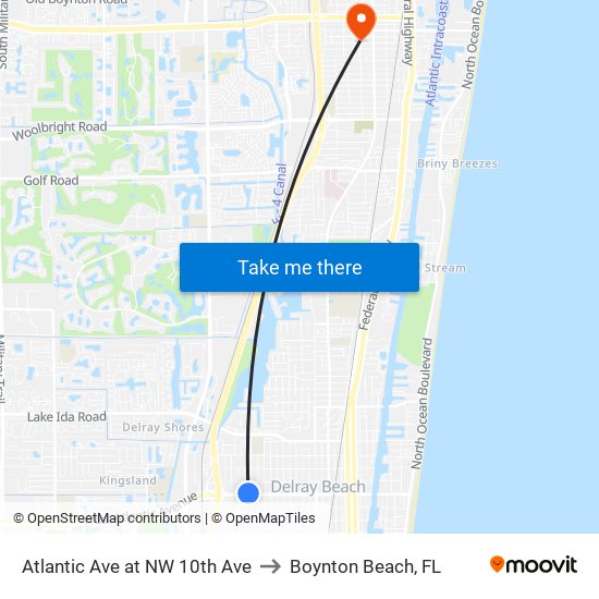 Atlantic Ave at NW 10th Ave to Boynton Beach, FL map