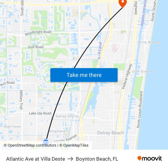 Atlantic Ave at  Villa Deste to Boynton Beach, FL map