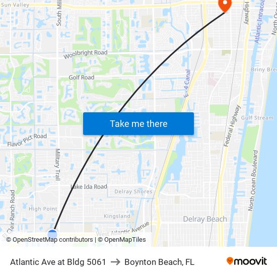 ATLANTIC AVE at BLDG 5061 to Boynton Beach, FL map