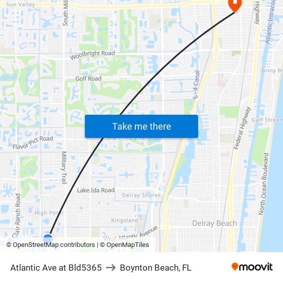 Atlantic Ave at Bld5365 to Boynton Beach, FL map