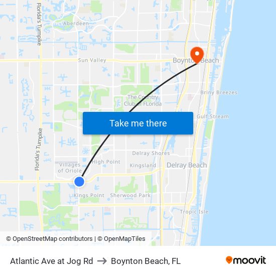 Atlantic Ave at Jog Rd to Boynton Beach, FL map
