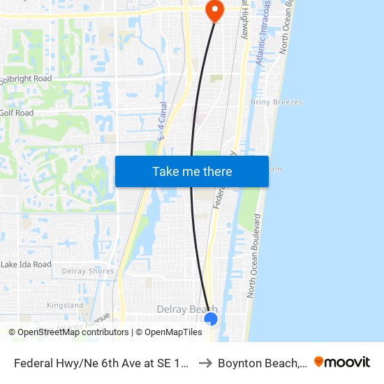 Federal Hwy/Ne 6th Ave at SE 1st St to Boynton Beach, FL map