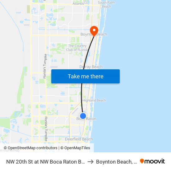 NW 20th St at NW  Boca Raton Blvd to Boynton Beach, FL map