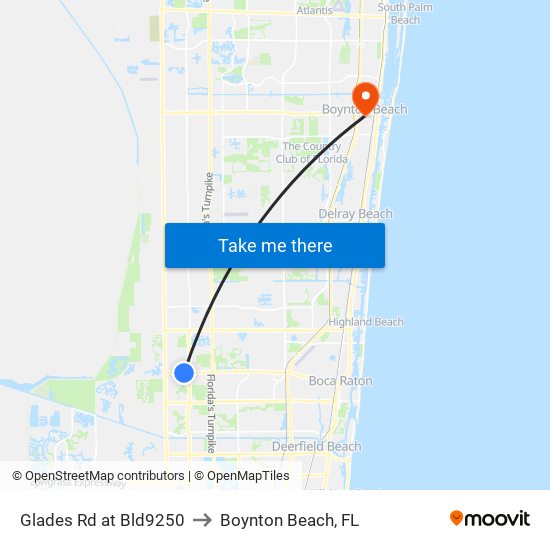 Glades Rd at Bld9250 to Boynton Beach, FL map