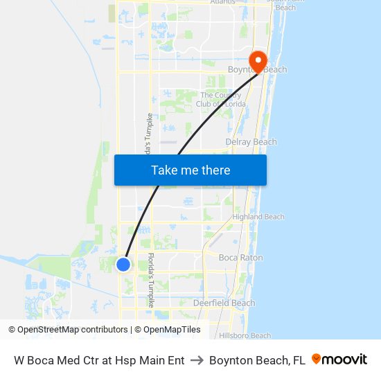 W Boca Med Ctr at  Hsp Main Ent to Boynton Beach, FL map
