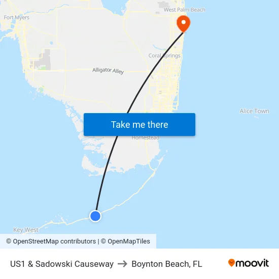 US1 & Sadowski Causeway to Boynton Beach, FL map