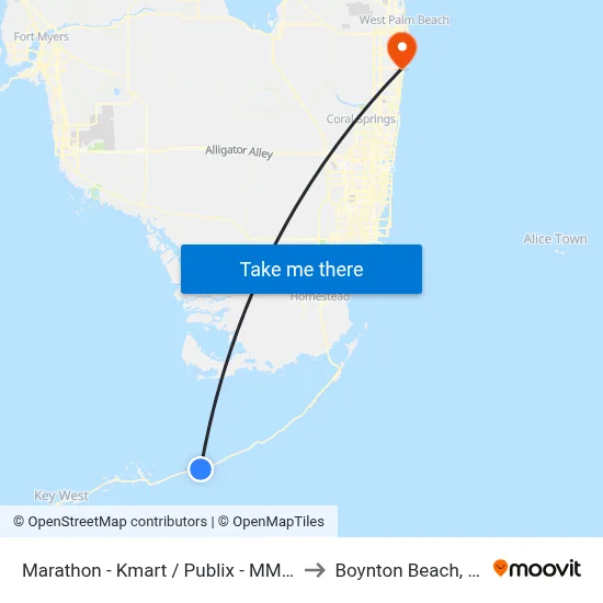 Marathon - Kmart / Publix  - MM50 to Boynton Beach, FL map
