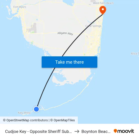 Cudjoe Key - Opposite Sheriff Sub Station to Boynton Beach, FL map