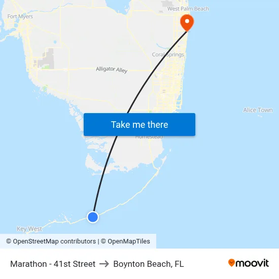 Marathon - 41st Street to Boynton Beach, FL map