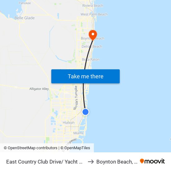 East Country Club Drive/ Yacht Club to Boynton Beach, FL map