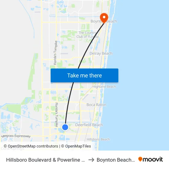 Hillsboro Boulevard & Powerline Road to Boynton Beach, FL map
