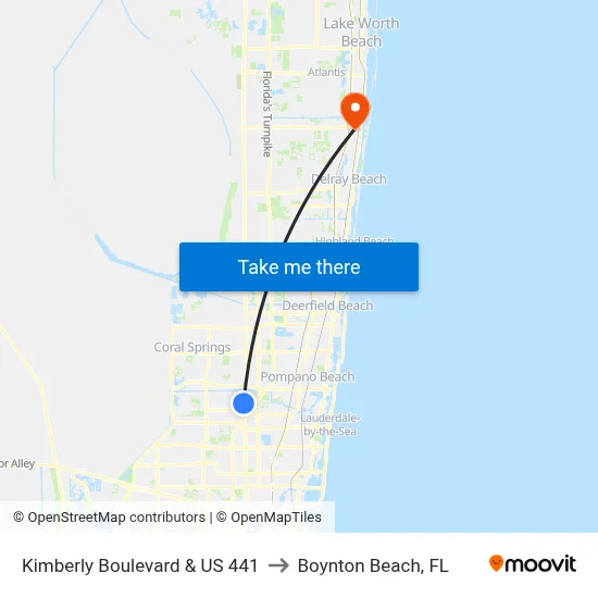 Kimberly Boulevard & US 441 to Boynton Beach, FL map