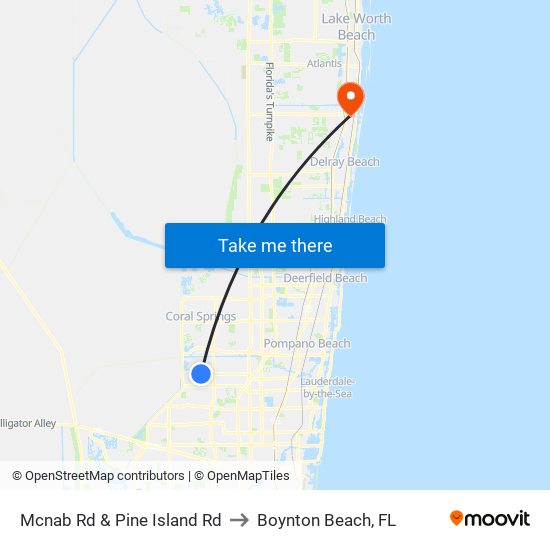 Mcnab Rd & Pine Island Rd to Boynton Beach, FL map