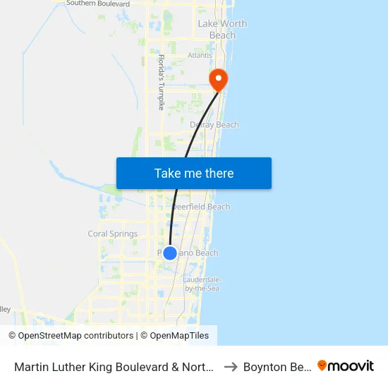 Martin Luther King Boulevard & Northwest 27th Avenue to Boynton Beach, FL map