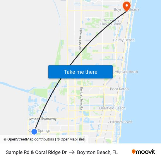 Sample Rd & Coral Ridge Dr to Boynton Beach, FL map
