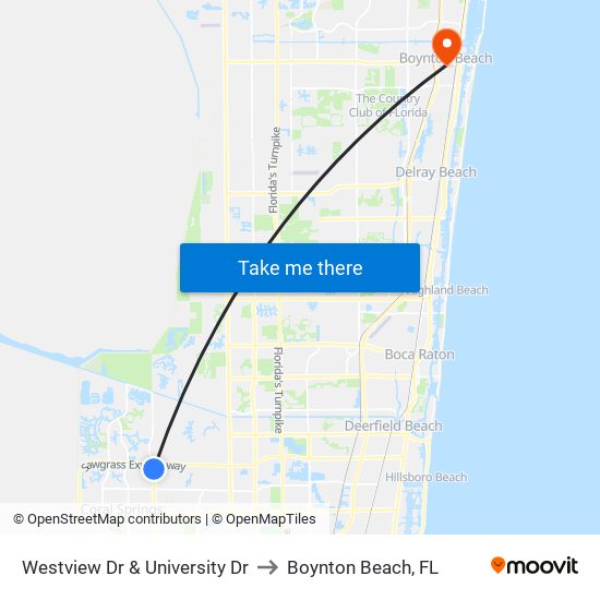 Westview Dr & University Dr to Boynton Beach, FL map