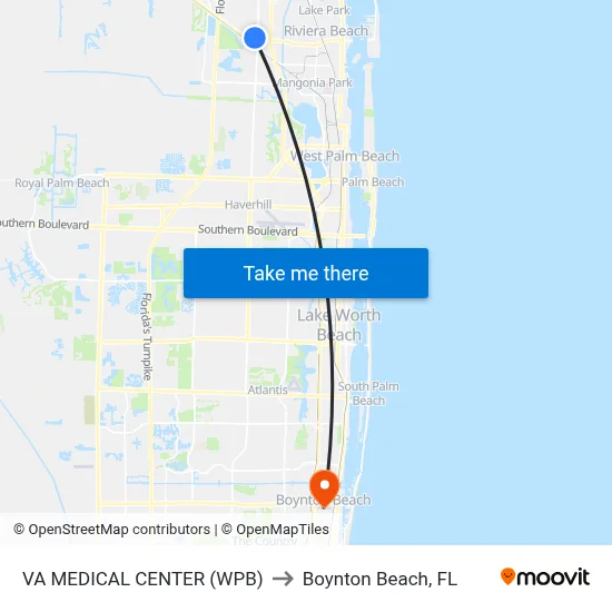 VA MEDICAL CENTER (WPB) to Boynton Beach, FL map