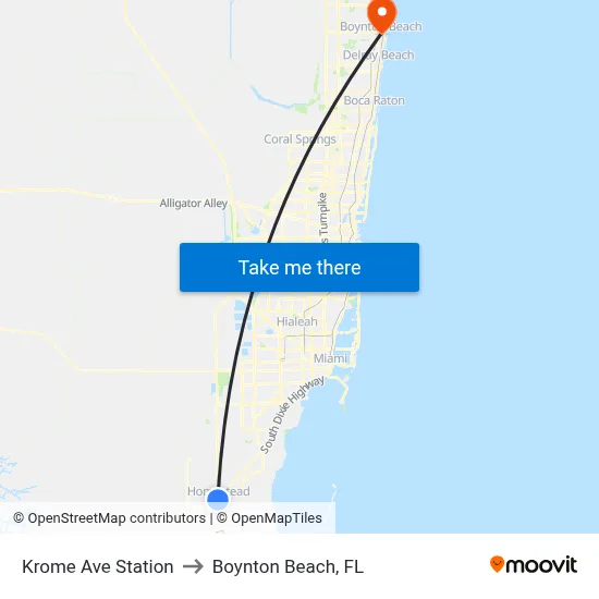 Krome Ave Station to Boynton Beach, FL map