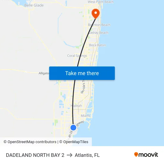 Dadeland North Bay 2 to Atlantis, FL map
