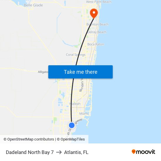 Dadeland North Bay 7 to Atlantis, FL map