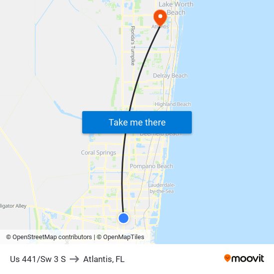 Us 441/Sw 3 S to Atlantis, FL map